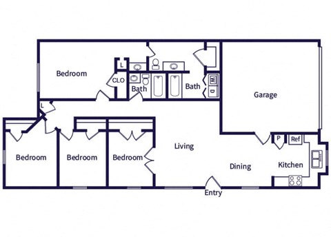 a floor plan of a house with a bedroom and a living room